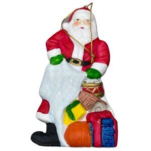 Christmas Santa Claus tree ornament presents bag red white 4.5" READ
